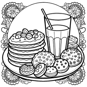 Leckere Kekse mit Pfannkuchen Ausmalbild für kleine Naschfreunde