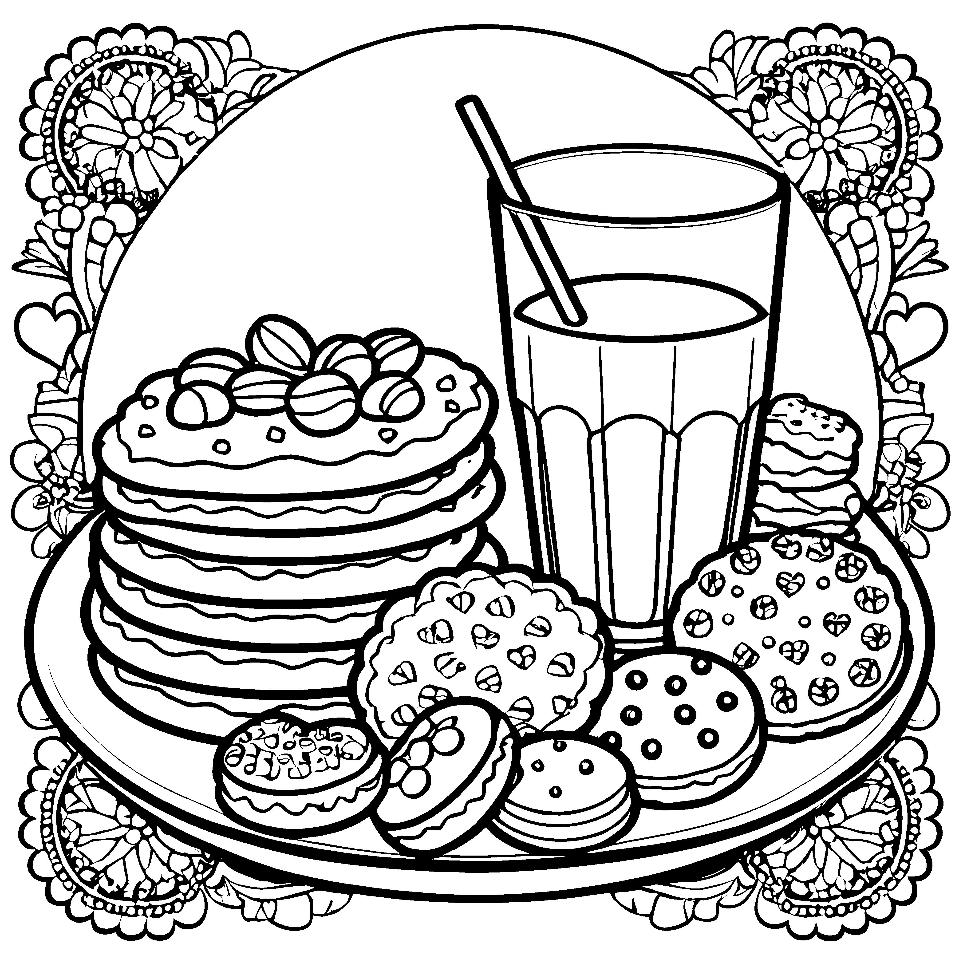 Leckere Kekse mit Pfannkuchen Ausmalbild für kleine Naschfreunde