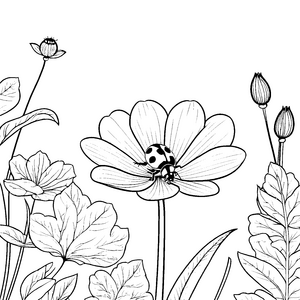 Verspieltes Gänseblümchen mit Marienkäfer Bastelmotiv für kleine Gartenfreunde