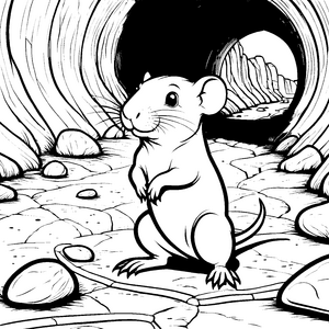 Mutige Nacktmulle vor der Höhle: Ausmalbild für kleine Höhlenforscher