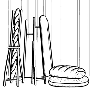 Frisches Baguette in der Bäckerei: Malbild für malfreudige Brotliebhaber