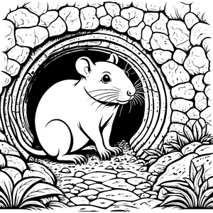 Wachsame Nacktmulle im Steintunnel Ausmalbild für Höhlenfreunde