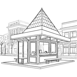 Moderner Kiosk mit Glasdach Bastelvorlage für neugierige Stadtforscher