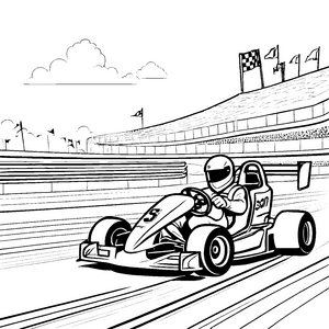 Rasanter Go-Kart auf Rennstrecke Bastelmotiv für fröhliche Rennfahrer