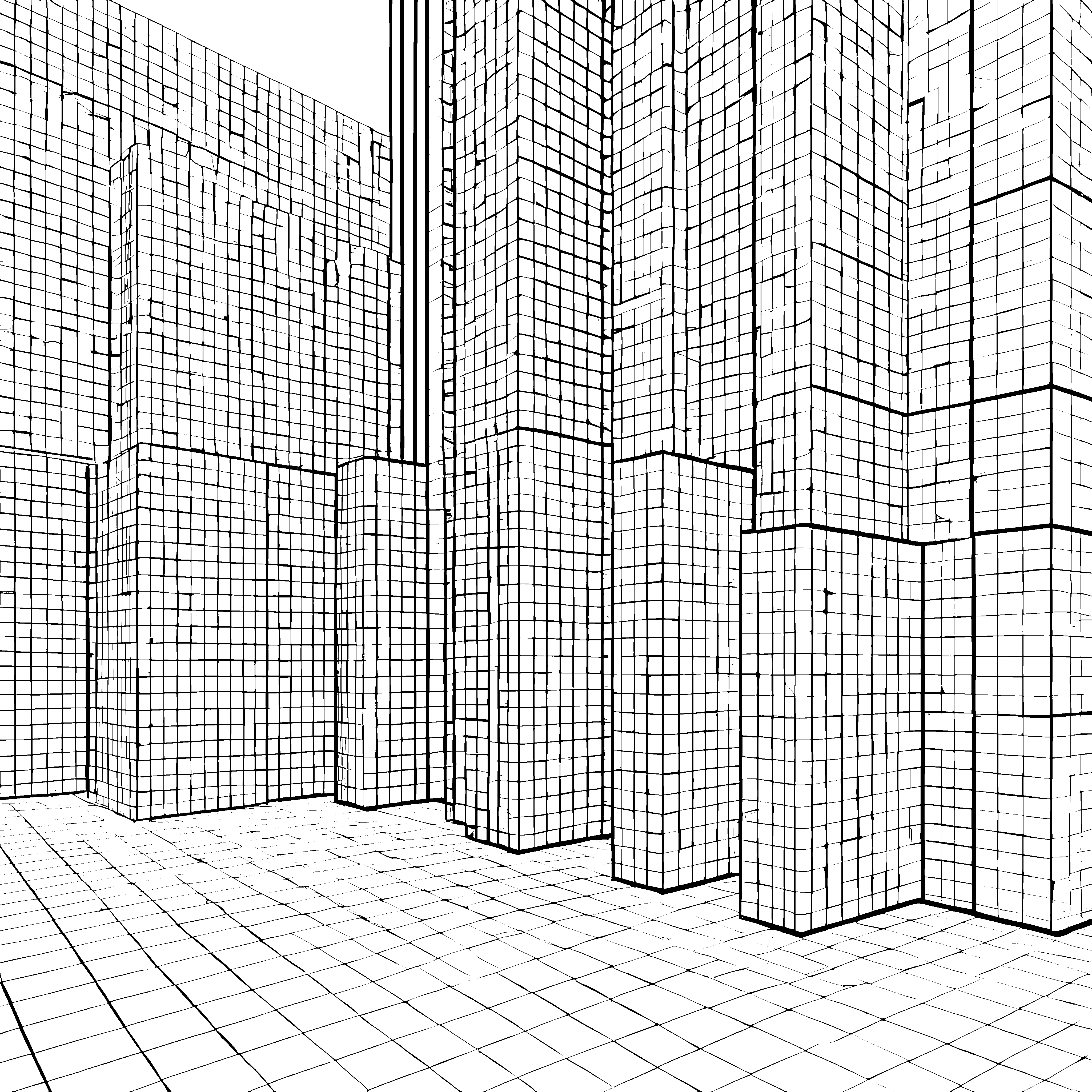 Geometrische Gitterwände Bastelvorlage für neugierige Architekten