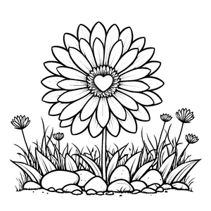 Prachtvolle Gänseblümchenblüte auf Steinen Malbild für neugierige Blumenfreunde