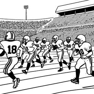 Dynamische American-Football-Spieler-Malbild für mutige Stadionfans