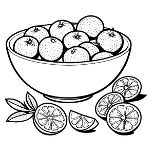 Frische Orangen in der Schale Ausmalvorlage für fröhliche Obstliebhaber