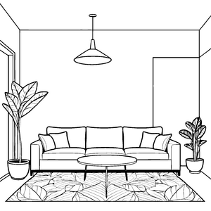 Gemütliches Dreisitzer-Sofa mit Couchtisch Bastelvorlage für Wohnzimmerfreunde