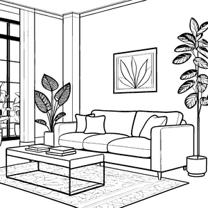 Gemütliches Dreisitzer-Sofa mit Pflanzen-Bastelmotiv für Wohnzimmerfreunde