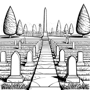 Ehrwürdiger Friedhof mit Denkmal Bastelmotiv für junge Gedenkfreunde