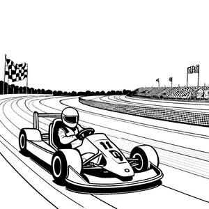 Rasanter Go-Kart auf der Rennstrecke Bastelmotiv für malfreudige Rennfahrer