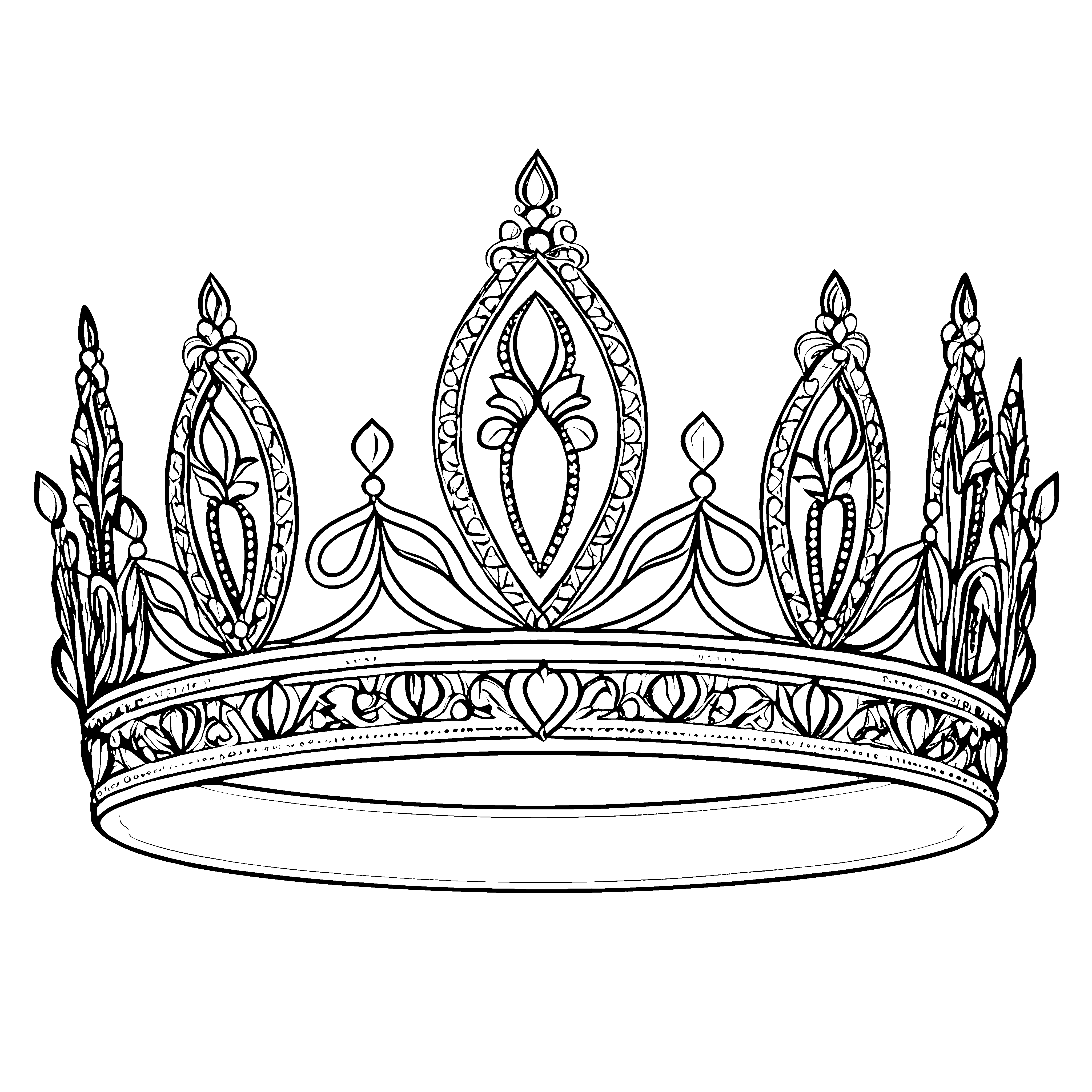 Prachtvolle Tiara mit Ornamenten Malvorlage für mutige Prinzessinnen