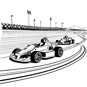 Rennschnelle Go-Karts mit Zielflagge Bastelmotiv für Rennsportfreunde