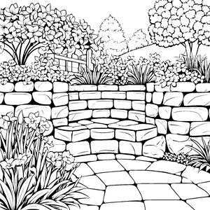 Zauberhafte Stiefmütterchen am Steinpfad Bastelvorlage für kleine Gartenfreunde