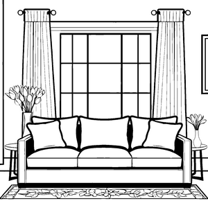 Gemütliches Dreisitzer-Sofa mit Kissen Bastelvorlage für junge Wohnzimmerfreunde