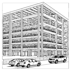 Moderne Garagenanlage mit Autos Bastelvorlage für Autofahrer