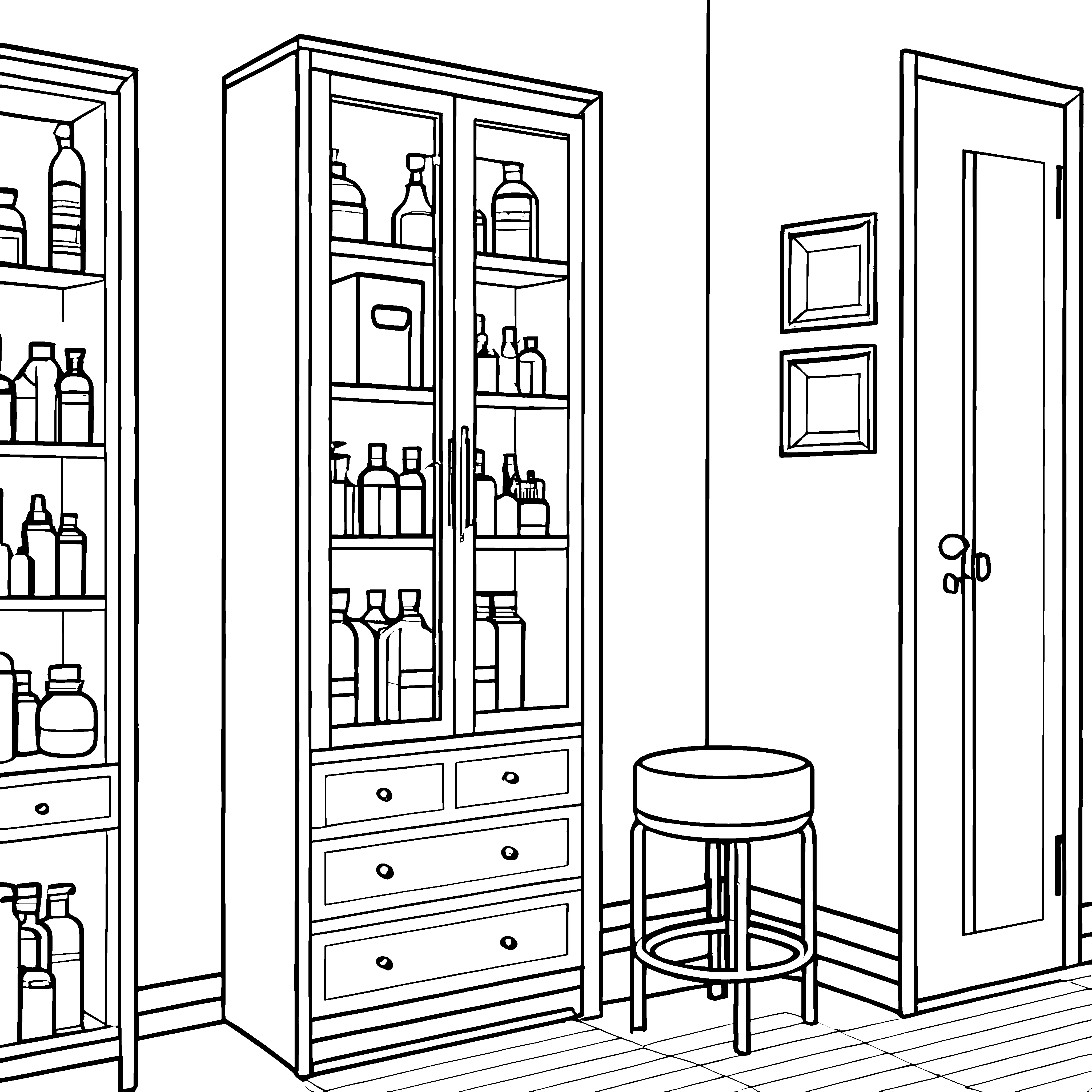 Ordnungsgemäße Medizinschränke mit Flaschen Bastelmotiv für Apothekenfreunde