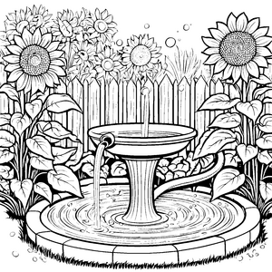 Idyllischer Gartenschlauch am Brunnen Bastelmotiv für Gartenfreunde