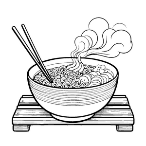 Dampfender Ramen mit Essstäbchen Bastelvorlage für verträumte Feinschmecker