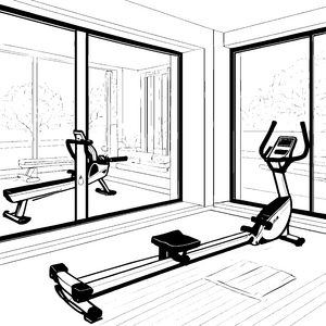 Modernes Rudergerät im Fitnessstudio Bastelmotiv für Sportfreunde