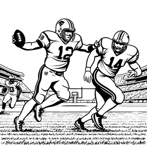 Dynamische American Football Spieler Malvorlage für mutige Sportfans