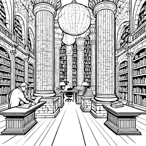 Geheimnisvoller Mathematiker in der Bibliothek Bastelvorlage für Buchwürmer