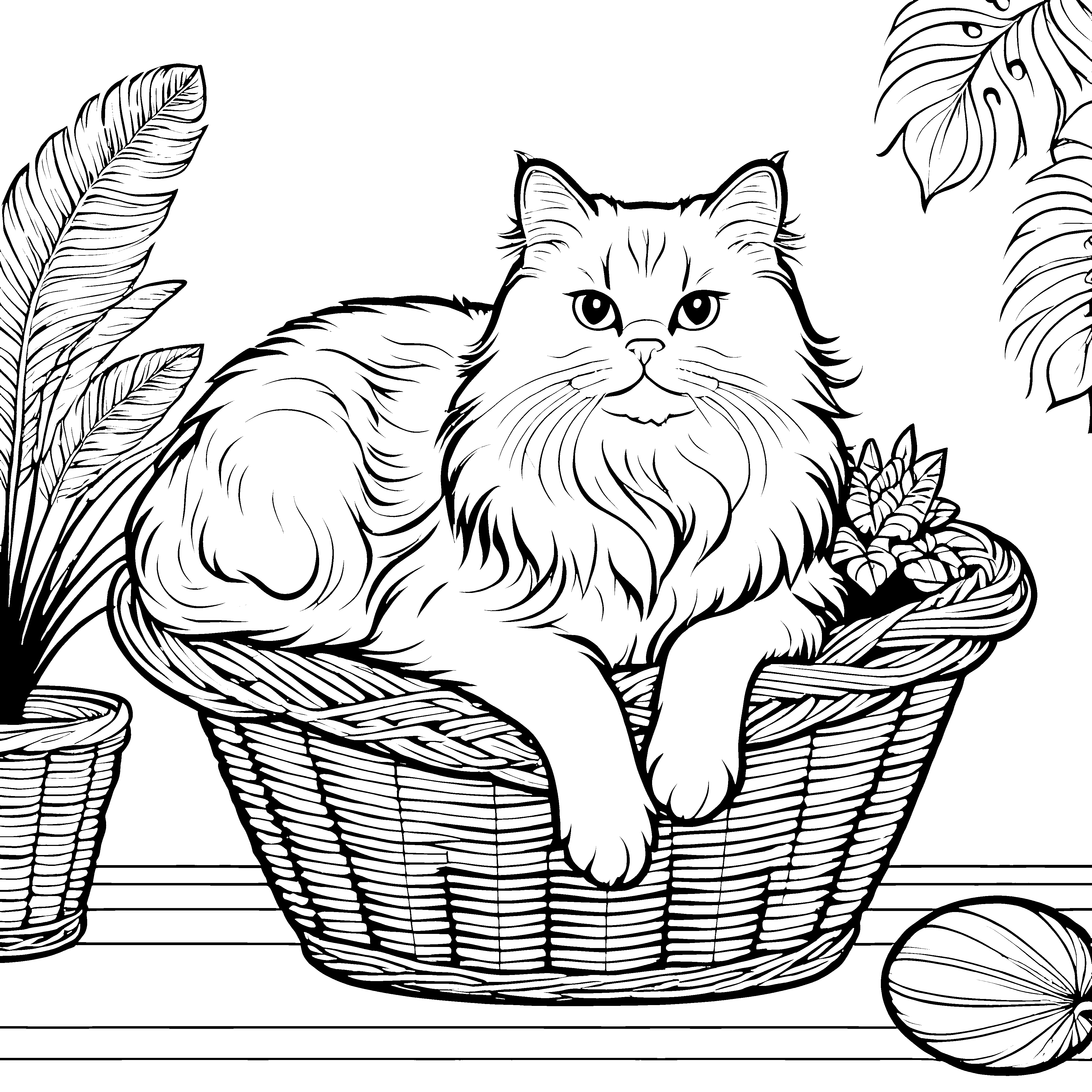 Sanfte Perserkatze im Korb Bastelmotiv für mutige Pflanzengärtner