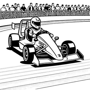 Rasanter Rennfahrer im Go-Kart Malbild für Speedfans