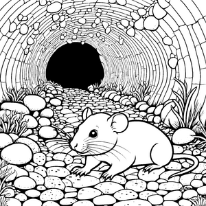 Mutige Nacktmulle am Steintunnel Bastelmotiv für neugierige Höhlenforscher