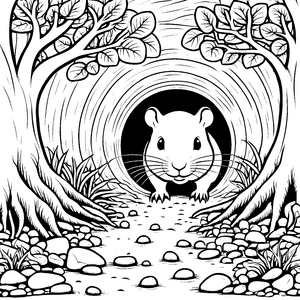 Wachsame Nacktmulle im Steintunnel Ausmalvorlage für Waldfreunde