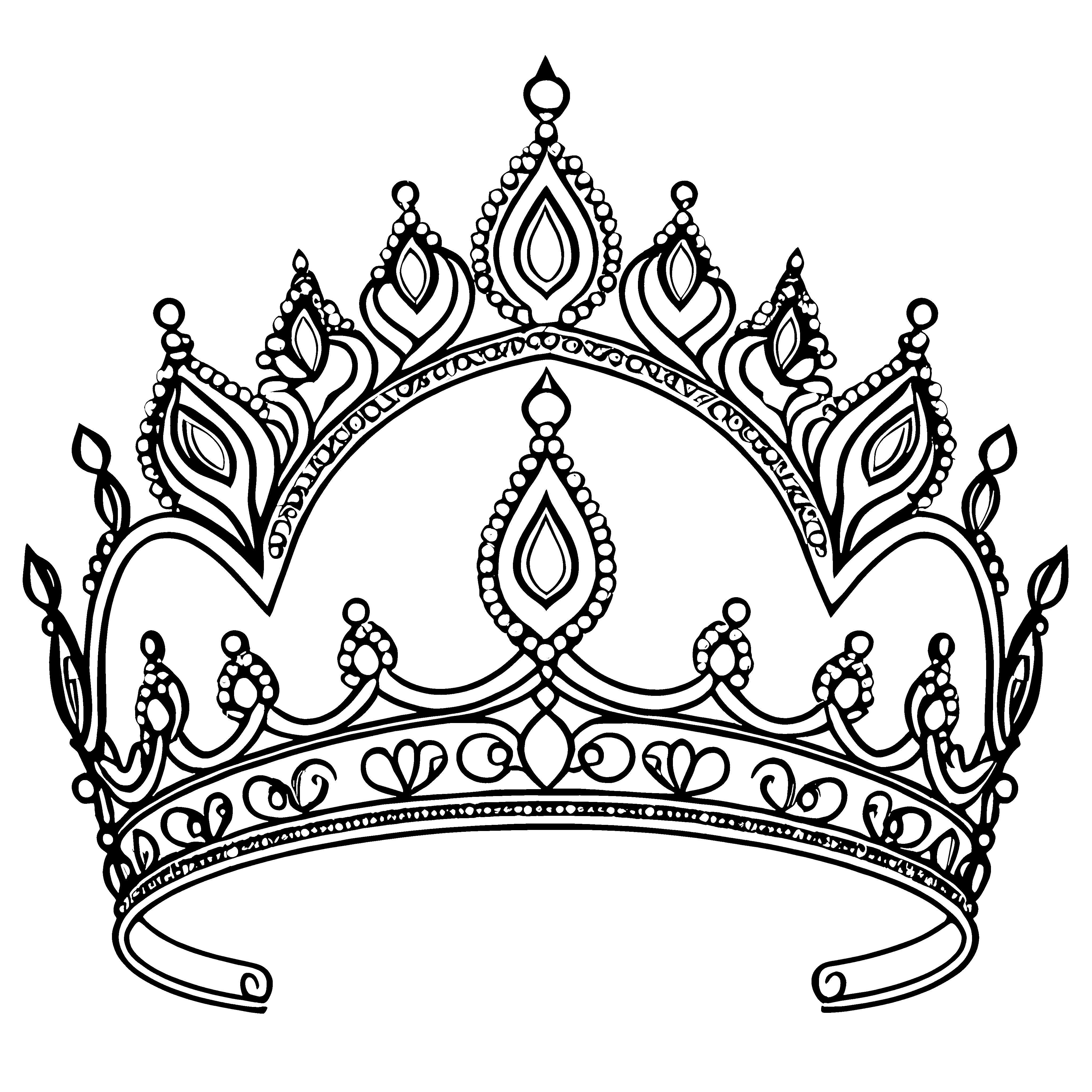 Prunkvolle Tiara mit Herzschmuck Ausmalbild für Prinzessinnen