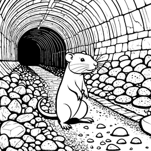 Wachsame Nacktmulle im Steintunnel Bastelvorlage für mutige Höhlenfreunde