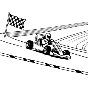 Rasanter Go-Kart an der Ziellinie Malbild für Rennfans