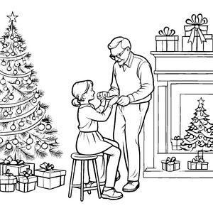 Herzliches Geschenkgeschehen: Malbild für neugierige Weihnachtsfreunde