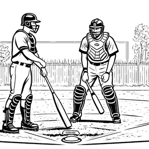 Dynamische Baseballspieler mit Schlägern Bastelmotiv für fröhliche Sportbegeisterte