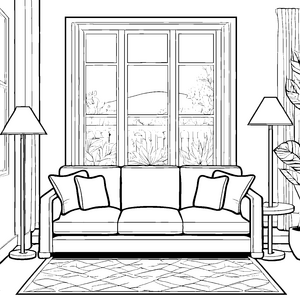 Gemütliches Dreisitzer-Sofa mit Kissen Malbild für Wohnzimmerfreunde