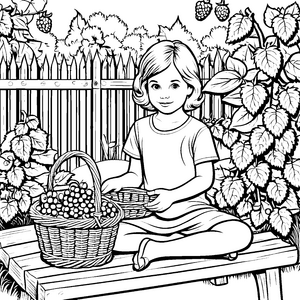 Idyllische Himbeeren im Korb Bastelvorlage für mutige Gartenfreunde
