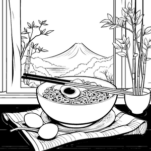 Aromatische Ramen mit Ei Bastelvorlage für Asienfreunde