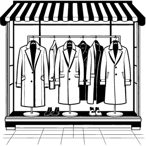 Schicker Herrenmantel im Schaufenster Bastelmotiv für verträumte Schneiderfreunde