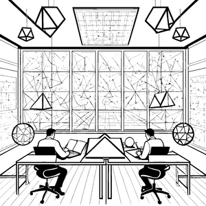 Faszinierende Mathematiker im Formelbüro Bastelvorlage für kleine Zahlenwunder