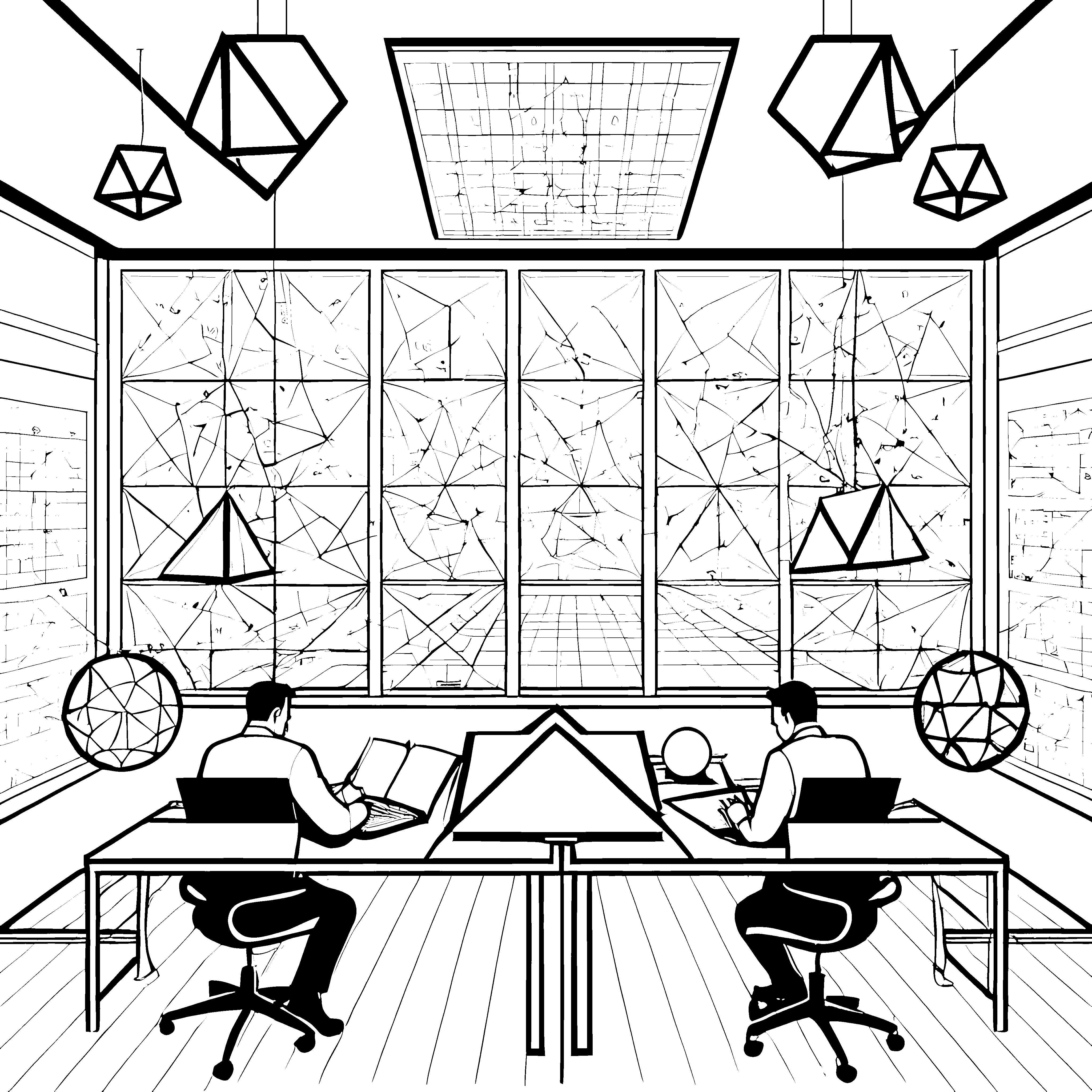 Faszinierende Mathematiker im Formelbüro Bastelvorlage für kleine Zahlenwunder