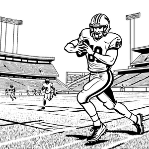 Dynamischer American-Football-Spieler im Stadion Ausmalbild für Sportbegeisterte