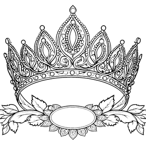Prunkvolle Tiara mit Lotusblüte Malbild für malfreudige Prinzessinnen