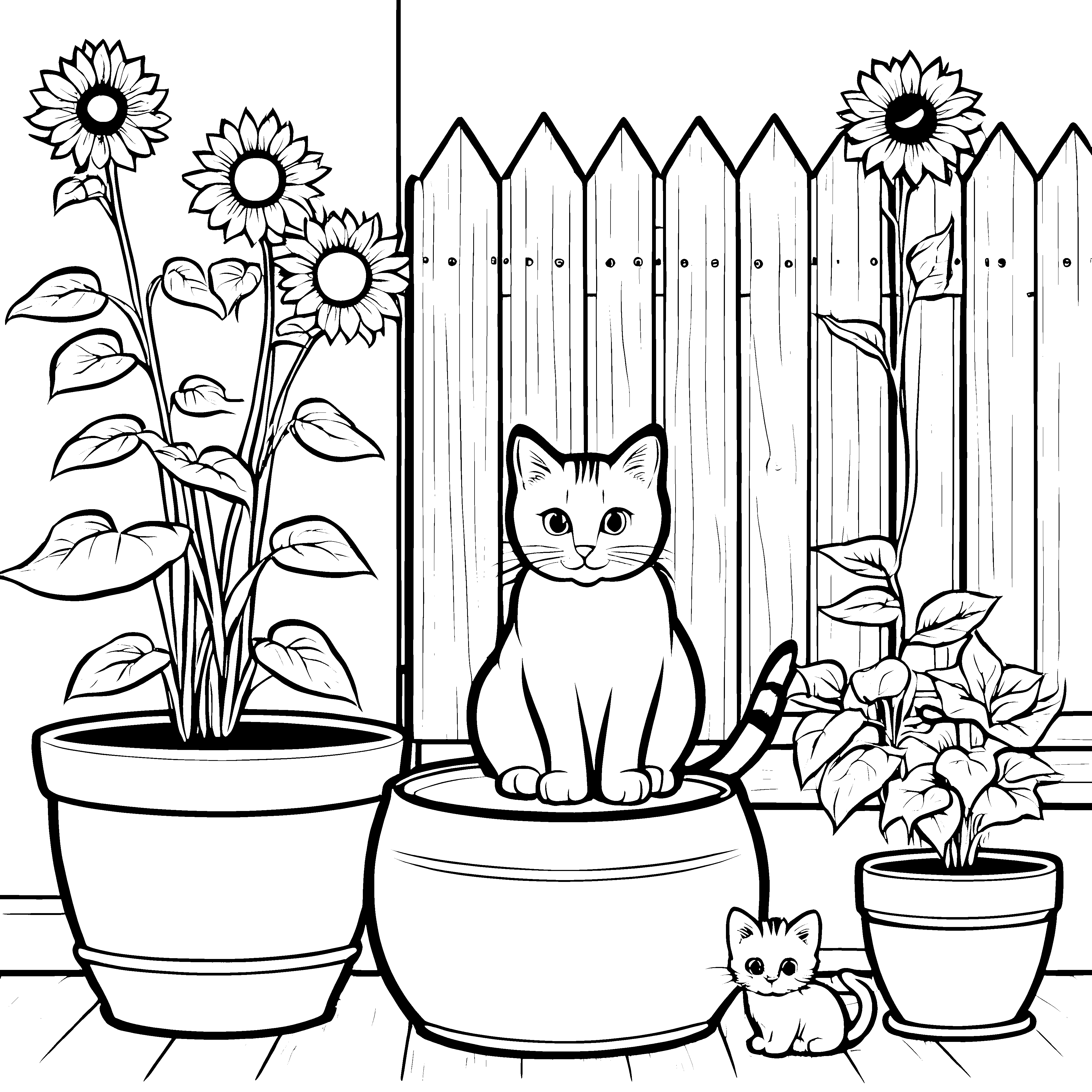 Sanfte Katzenmama im Topf Bastelmotiv für fröhliche Gartenfreunde