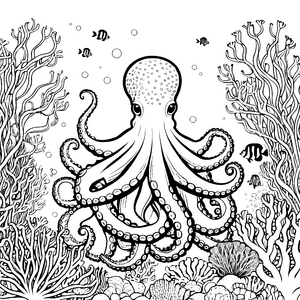 Faszinierender Oktopus im Riff Bastelmotiv für mutige Meeresforscher