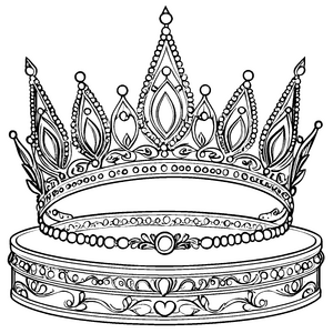 Prunkvolle Tiara mit Herzornamenten Malbild für kleine Prinzessinnen