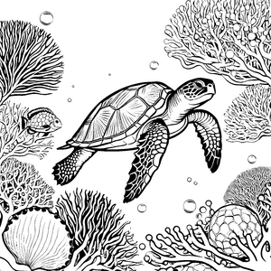 Majestätische Schildkröte unter Wasser Bastelvorlage für kleine Meeresforscher