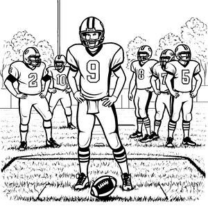 Kraftvolle American-Football-Spieler Bastelmotiv für Stadionspanner