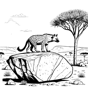 stolze Hyäne auf dem Felsen Ausmalvorlage für mutige Savannenfans
